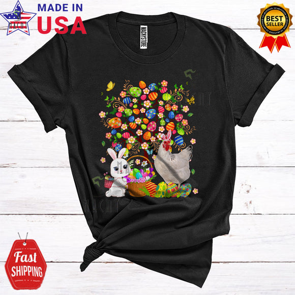 MacnyStore - Bunny Chicken With Easter Egg Tree Cool Cute Easter Day Bunny Egg Hunt Farm Farmer Lover T-Shirt