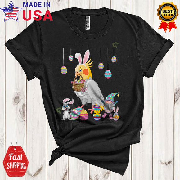 MacnyStore - Bunny Cockatiel With Easter Egg Basket Cute Funny Easter Day Gnomes Cockatiel Bird Lover T-Shirt