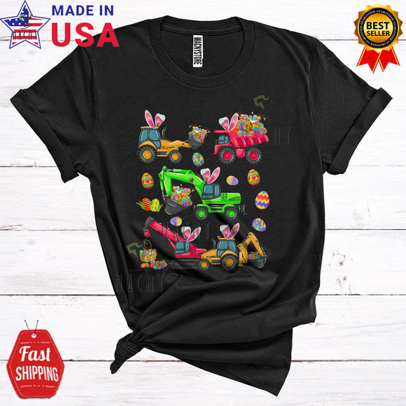 MacnyStore - Bunny Construction Trucks Collection Cute Cool Easter Day Excavator Dump Truck Hunting Eggs Lover T-Shirt