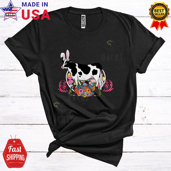 MacnyStore - Bunny Cow In Easter Egg Heart Shape Cute Cool Easter Day Farmer Egg Hunt Family Group T-Shirt