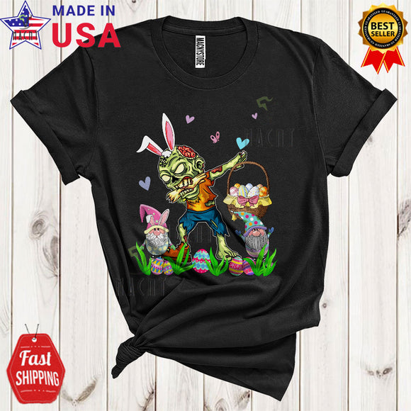 MacnyStore - Bunny Dabbing Zombie With Easter Eggs Basket Funny Cool Easter Day Bunny Gnomes Zombie Lover T-Shirt