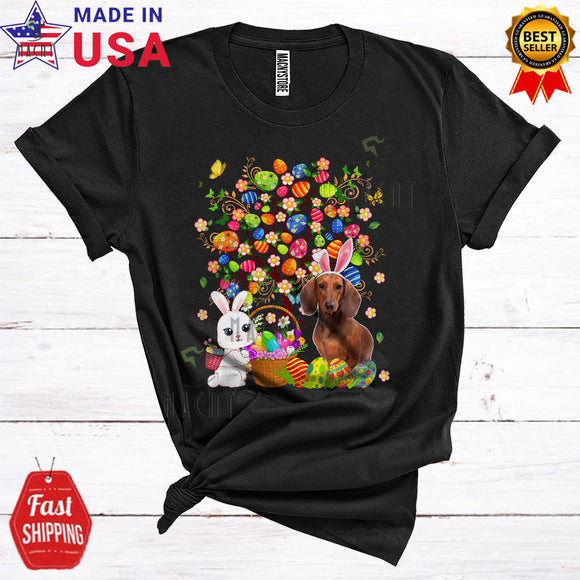 MacnyStore - Bunny Dachshund With Easter Egg Tree Cool Cute Easter Day Bunny Egg Hunt Dog Lover T-Shirt