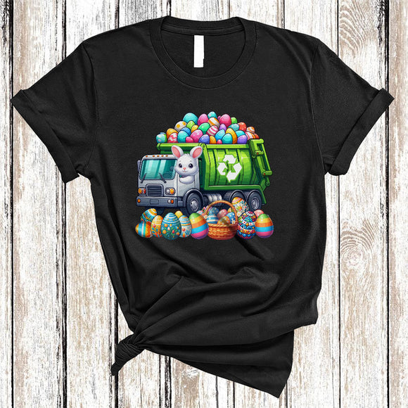 MacnyStore - Bunny Driving Garbage Truck Lover, Adorable Easter Day Bunny Hunting Eggs, Family Group T-Shirt