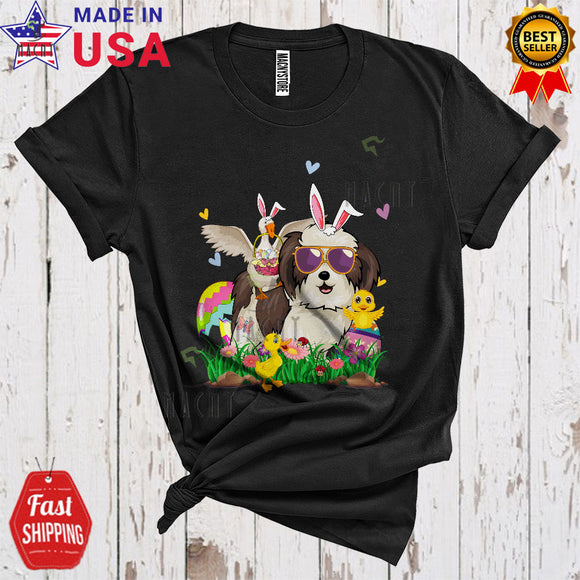 MacnyStore - Bunny Duck Bringing Easter Egg Basket Riding Shih Tzu Cute Funny Easter Egg Hunt Farmer Lover T-Shirt