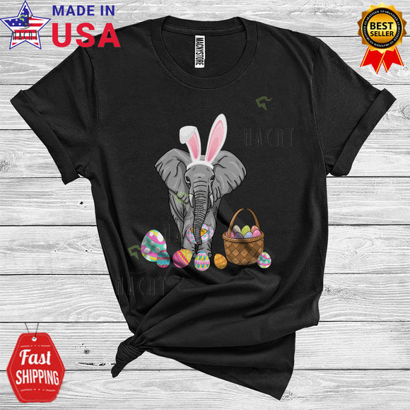 MacnyStore - Bunny Elephant With Easter Egg Basket Funny Cool Easter Day Egg Hunt Group Animal Lover T-Shirt