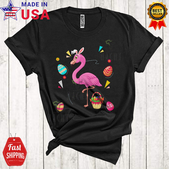 MacnyStore - Bunny Flamingo Cute Happy Easter Day Bunny Flamingo Hunting Easter Eggs Matching Family Group T-Shirt