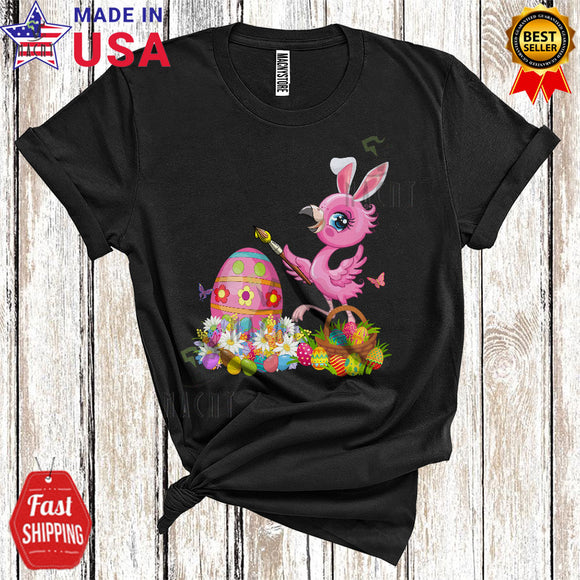 MacnyStore - Bunny Flamingo Painting Easter Egg Cute Funny Easter Day Egg Hunt Bunny Flamingo Lover T-Shirt