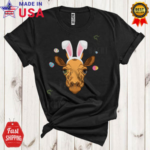 MacnyStore - Bunny Giraffe Face Cute Cool Easter Day Egg Hunting Group Matching Zoo Wild Animal Lover T-Shirt