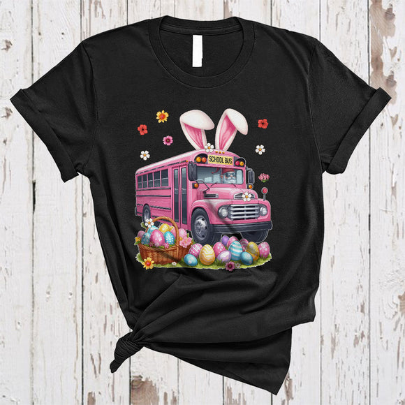 MacnyStore - Bunny Gnome Driving School Bus, Wonderful Easter Flowers Gnomes Gnomies, Egg Hunting Group T-Shirt