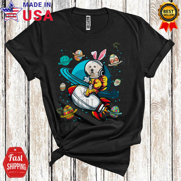 MacnyStore - Bunny Golden Retriever Astronaut Riding Rocket Cool Funny Easter Day Space Egg Hunt Lover T-Shirt