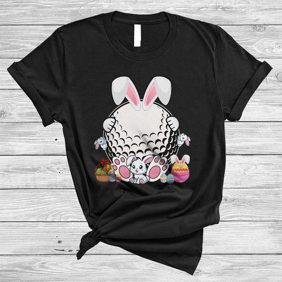 MacnyStore - Bunny Golf With Easter Egg Basket, Lovely Easter Day Golf Player Tean, Sport Playing T-Shirt