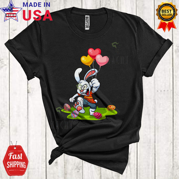 MacnyStore - Bunny Holding Heart Balloons Funny Happy Easter Day Bunny Easter Eggs Hunt Lover T-Shirt