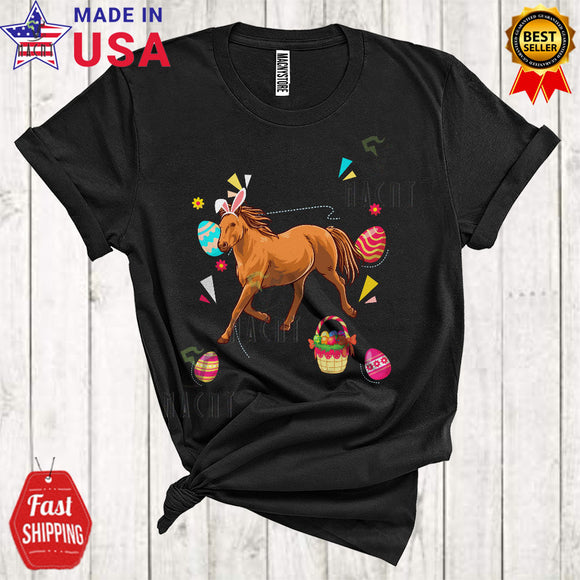 MacnyStore - Bunny Horse Cute Happy Easter Day Bunny Horse Hunting Easter Eggs Matching Family Group T-Shirt