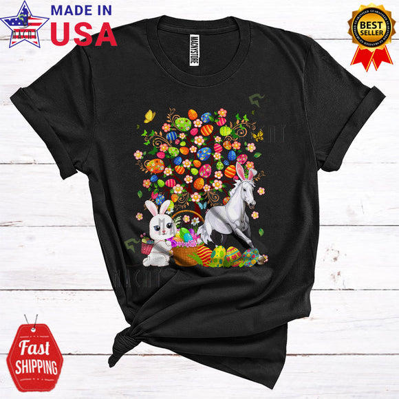 MacnyStore - Bunny Horse With Easter Egg Tree Cool Cute Easter Day Bunny Egg Hunt Farm Farmer Lover T-Shirt