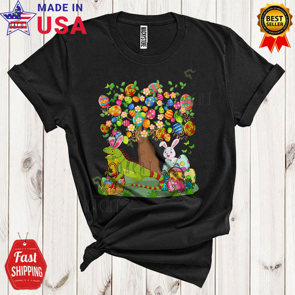 MacnyStore - Bunny Iguana Egg Hunt With Easter Eggs Tree Funny Cool Easter Day Eggs Zoo Wild Animal Lover T-Shirt