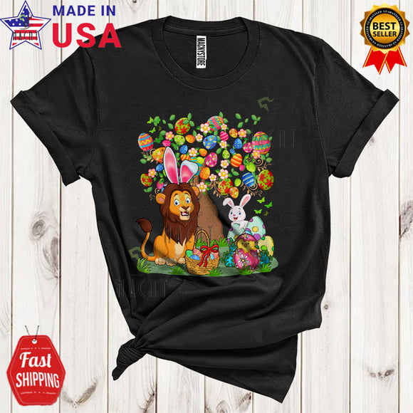 MacnyStore - Bunny Lion Egg Hunt With Easter Eggs Tree Funny Cool Easter Day Eggs Zoo Wild Animal Lover T-Shirt