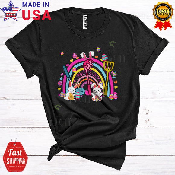 MacnyStore - Bunny Lunch Lady Tools Funny Happy Easter Day Egg Hunt Rainbow Matching Lunch Lady Group T-Shirt