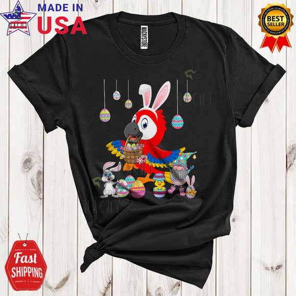 MacnyStore - Bunny Macaw With Easter Egg Basket Cute Funny Easter Day Gnomes Macaw Bird Lover T-Shirt