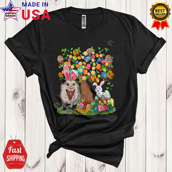 MacnyStore - Bunny Opossum Egg Hunt With Easter Eggs Tree Funny Cool Easter Day Eggs Zoo Wild Animal Lover T-Shirt