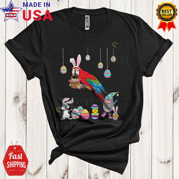 MacnyStore - Bunny Parrot With Easter Egg Basket Cute Funny Easter Day Gnomes Parrot Bird Lover T-Shirt