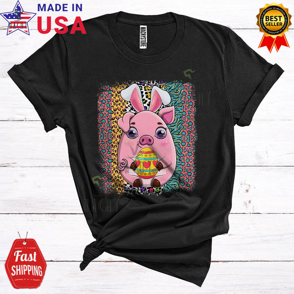 MacnyStore - Bunny Pig Easter Egg Funny Cute Easter Day Leopard Pig Lover Matching Egg Hunting Lover T-Shirt