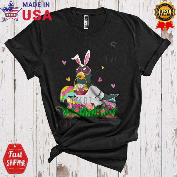 MacnyStore - Bunny Pigeon Bringing Easter Egg Basket Cute Cool Easter Day Egg Hunt Bird Animal Lover T-Shirt