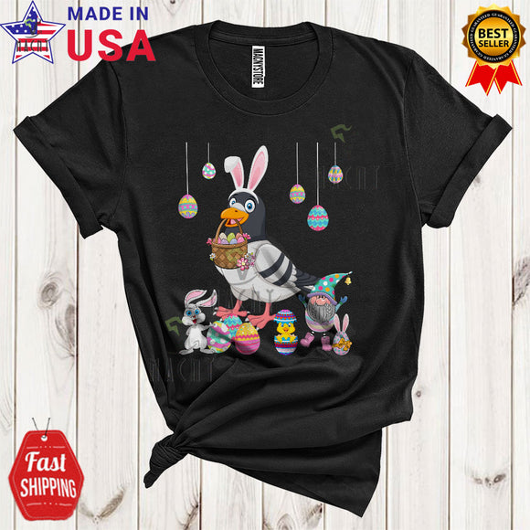 MacnyStore - Bunny Pigeon With Easter Egg Basket Cute Funny Easter Day Gnomes Pigeon Bird Lover T-Shirt