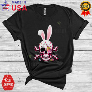 MacnyStore - Bunny Pirate Skull Cool Happy Easter Pirate Skull With Easter Egg Basket Matching Family T-Shirt