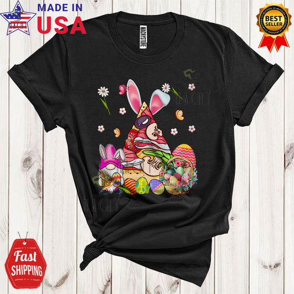MacnyStore - Bunny Pizza Cool Cute Easter Day Flowers Bunny Gnomes Hunting Easter Egg Basket Pizza Food T-Shirt