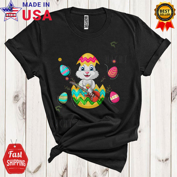 MacnyStore - Bunny Playing Guitar In Easter Egg Cute Cool Easter Day Musical Instrument Player Lover T-Shirt