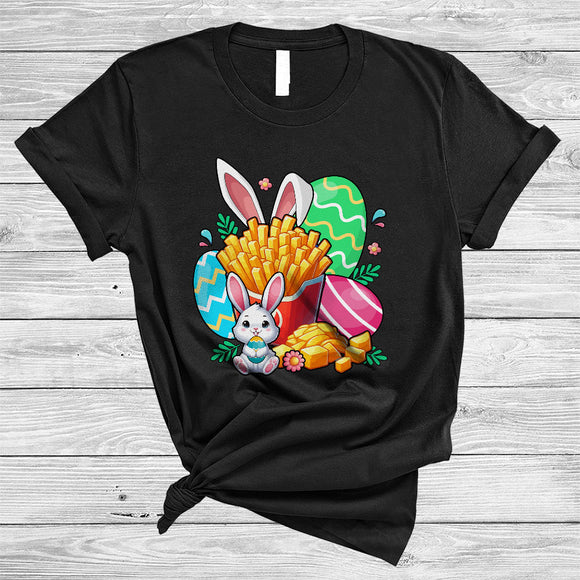 MacnyStore - Bunny Potatoes French Fries With Easter Eggs, Adorable Easter Flowers Egg Hunting, Food Lover T-Shirt
