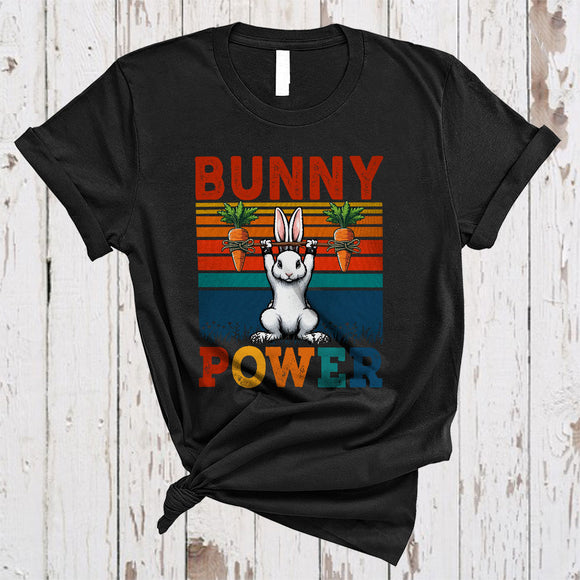 MacnyStore - Bunny Power, Awesome Vintage Retro Squirrel Workout, Carrot Zoo Wild Animal Lover T-Shirt