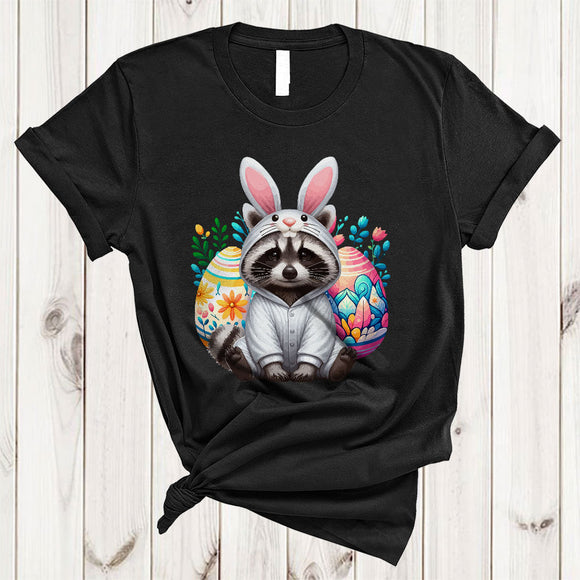 MacnyStore - Bunny Raccoon With Colorful Eggs, Awesome Easter Day Bunny Raccoon, Matching Team T-Shirt
