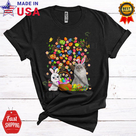 MacnyStore - Bunny Ragdoll With Easter Egg Tree Cool Cute Easter Day Bunny Egg Hunt Cat Lover T-Shirt