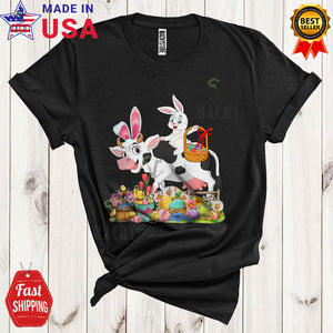 MacnyStore - Bunny Riding Cow Funny Cool Easter Day Bunny Hunting Eggs Farmer Farm Animal Lover T-Shirt
