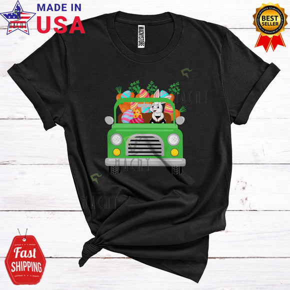 MacnyStore - Bunny Riding Green Truck Carrying Easter Eggs Cool Cute Easter Day Bunny Egg Hunt Group T-Shirt