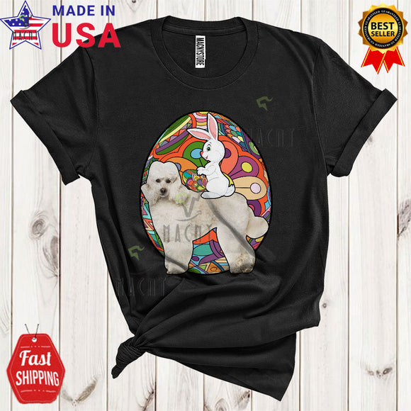 MacnyStore - Bunny Riding Poodle Cool Cute Easter Day Bunny Vintage Colorful Eggs Hunt Lover T-Shirt