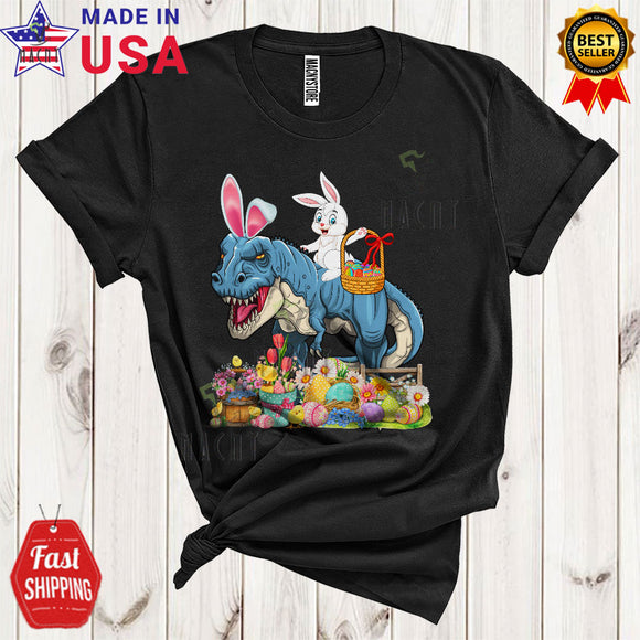MacnyStore - Bunny Riding T-Rex Funny Cool Easter Day Bunny Hunting Eggs T-Rex Dinosaur Lover T-Shirt