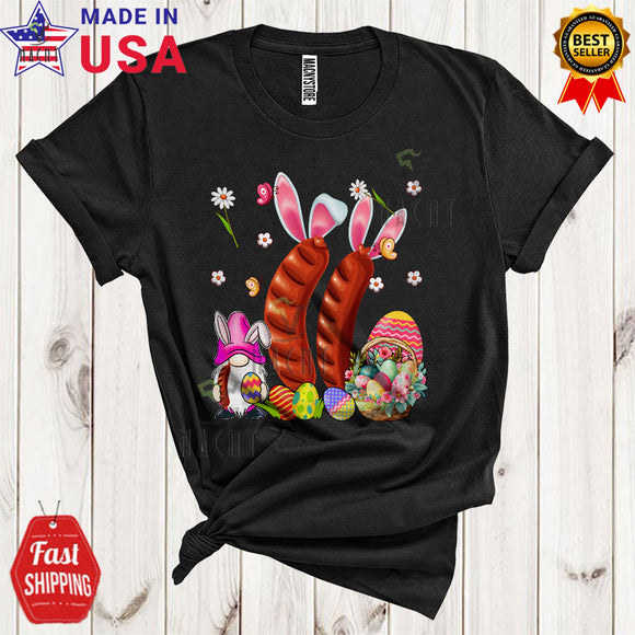 MacnyStore - Bunny Sausage Cool Cute Easter Day Flowers Bunny Gnomes Hunting Easter Egg Basket Sausage Food T-Shirt