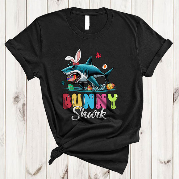 MacnyStore - Bunny Shark, Humorous Easter Day Bunny Shark Egg Hunting, Matching Family Group T-Shirt