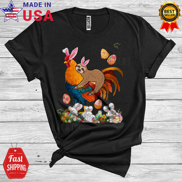 MacnyStore - Bunny Sloth Riding Chicken Funny Cute Easter Day Egg Hunt Matching Farmer Animal Lover T-Shirt