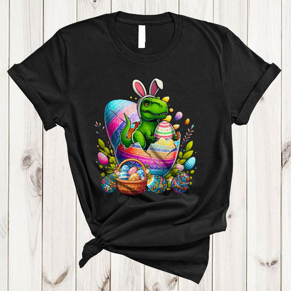 MacnyStore - Bunny T-Rex In Easter Egg, Lovely Easter Day T-Rex Dinosaur, Easter Basket Egg Hunting Lover T-Shirt