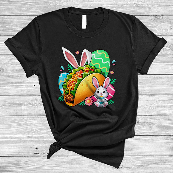 MacnyStore - Bunny Taco With Easter Eggs, Adorable Easter Day Flowers Egg Hunting Group, Food Lover T-Shirt