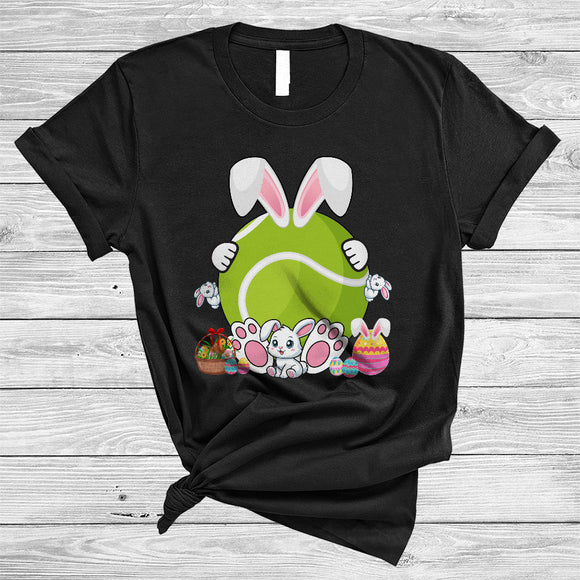 MacnyStore - Bunny Tennis With Easter Egg Basket, Lovely Easter Day Tennis Player Tean, Sport Playing T-Shirt