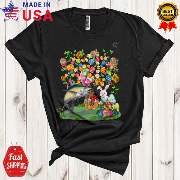 MacnyStore - Bunny Tuna Egg Hunt With Easter Eggs Tree Funny Cool Easter Day Eggs Fish Sea Animal Lover T-Shirt