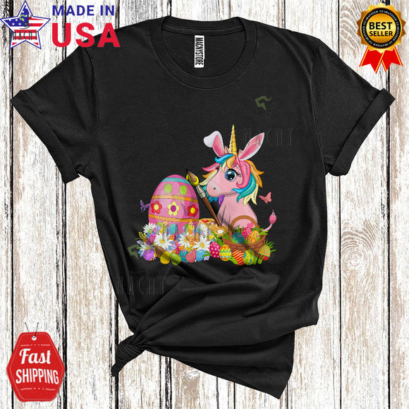 MacnyStore - Bunny Unicorn Painting Easter Egg Cute Funny Easter Day Egg Hunt Bunny Unicorn Lover T-Shirt