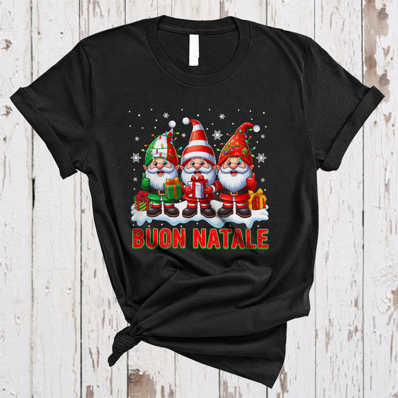 MacnyStore - Buon Natale, Adorable Merry Christmas Lights Italian Gnomes Lover, X-mas Family Group T-Shirt