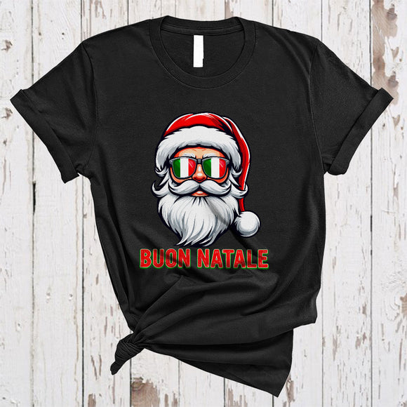 MacnyStore - Buon Natale, Adorable Merry Christmas Lights Italian Santa Face, X-mas Family Group T-Shirt