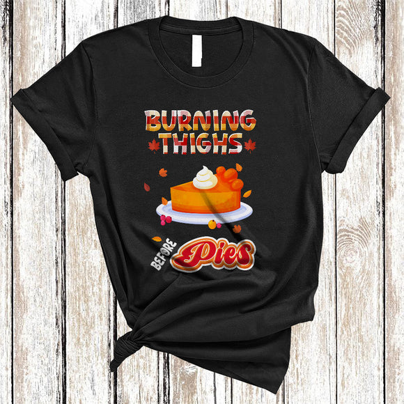 MacnyStore - Burning Thighs Before Pies, Funny Plaid Thanksgiving Running Runner, Roast Turkey Family Dinner T-Shirt