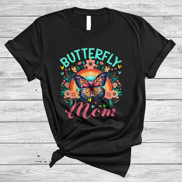 MacnyStore - Butterfly Mom, Wonderful Mother's Day Flowers Rainbow, Insect Animal Lover Matching Family T-Shirt